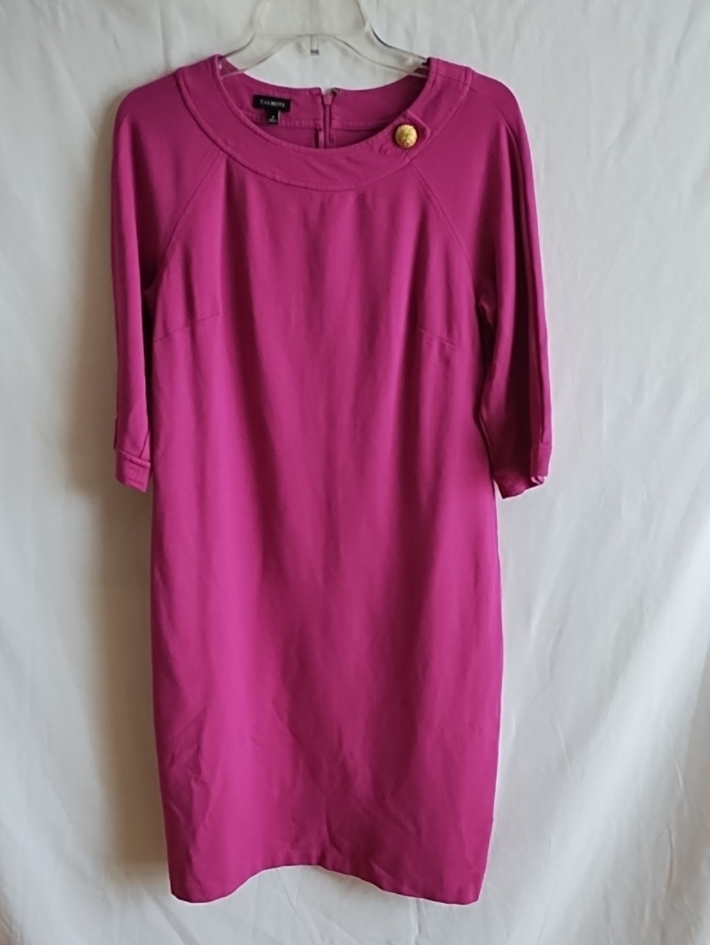 Talbots Fuchsia Sheath Dress with Gold Button